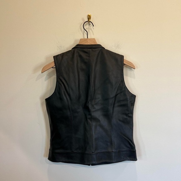 Coldwater Creek Black Leather Embroidered Vest - Picture 3 of 4